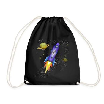 Fusée dans l'espace - Sac de sport léger - noir - Devant