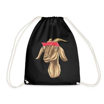 Chèvre avec Bandana - Sac de sport léger - noir - Devant
