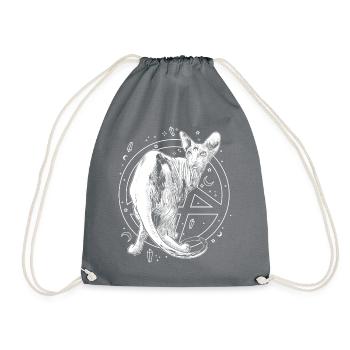 Cat magic spynx pet moon stars - Drawstring Bag - grey - Front