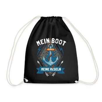 My boat My rules Ship captain - Drawstring Bag - black - Front