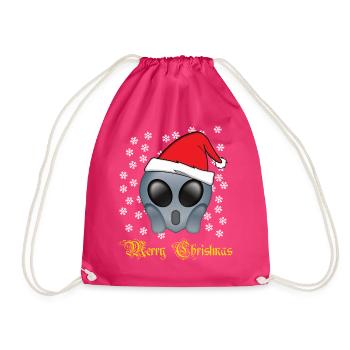 Christmas Alien Merry Christmas Gift - Drawstring Bag - fuchsia - Front