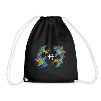 STERNZEICHEN Fisch SHIRT Zodiac Zeichen Geschenk - Turnbeutel - Schwarz - Vorne