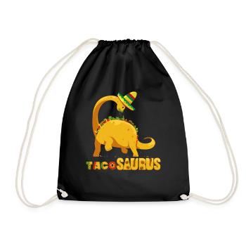 Dinosaur Taco Sombrero Mexico Dino Gift - Drawstring Bag - black - Front