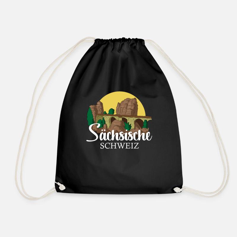 Sächsische Schweiz Bastei Wandern Sachsen Geschenk - Turnbeutel - Schwarz