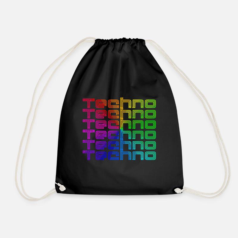 Techno Musik Bass Regenbogen Neon Geschenk - Turnbeutel - Schwarz