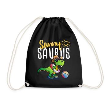 Tyrannosaurus Rex on the beach - summer sunnysaurus - Drawstring Bag - black - Front