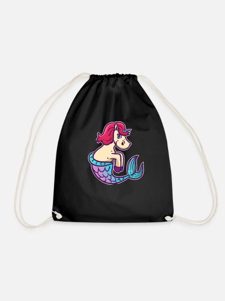 Einhorn Meerjungfrau Tier Fisch Magie Geschenk - Turnbeutel - Schwarz