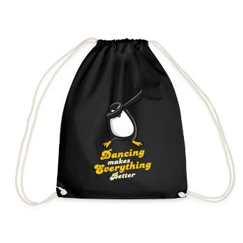 Dubbing penguin dubstep dancing gift - Drawstring Bag - black - Front