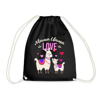 Mama Llama - Mother's Day & Pregnancy Gift - Drawstring Bag - black - Front