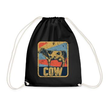 cow - Drawstring Bag - black - Front