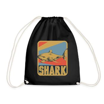 Shark fish - Drawstring Bag - black - Front