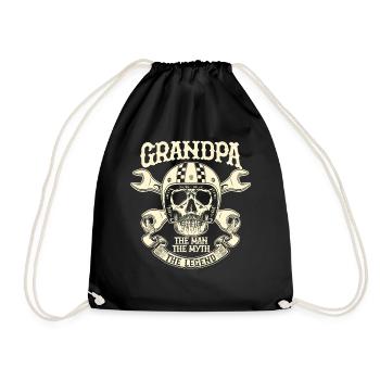 Motorcycle Grandpa Legend Man Myth Gift - Drawstring Bag - black - Front