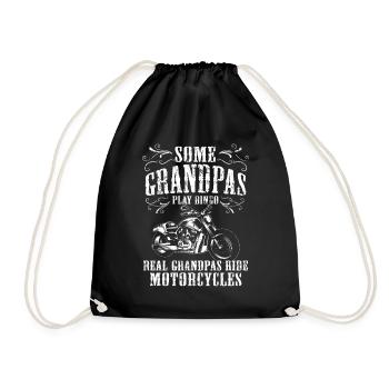 Motorrad Biker Großvater Opa Familie Geschenk - Turnbeutel - Schwarz - Vorne