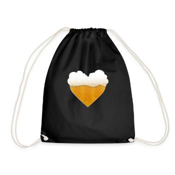 Beer Heart Beer Drinker Men Beer Party Gift - Drawstring Bag - black - Front