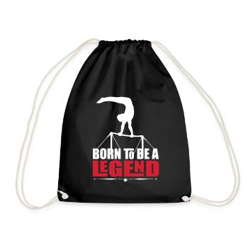 Born to be a legend woman sports gymnastics - Drawstring Bag - black - Front
