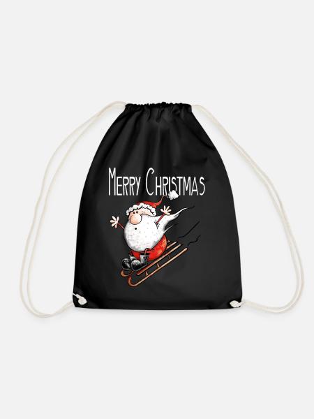 Merry Christmas Weihnachtsmann auf Achse - Comic - Turnbeutel - Schwarz