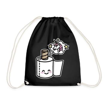 Never grow up - Unicorn toilet paper - Drawstring Bag - black - Front