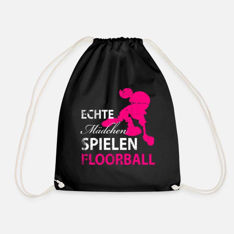 echten Maedchen spielen Floorball - Turnbeutel - Schwarz