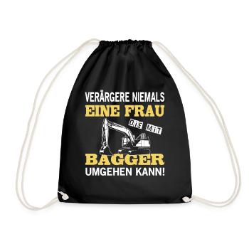 Baggerfahrer Sprüche Bagger Baggerführer Baustelle - Turnbeutel - Schwarz - Vorne