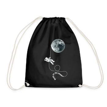 moon rope astronaut white - Drawstring Bag - black - Front