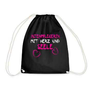 Altenpflegerin - Pflege - Turnbeutel - Schwarz - Vorne