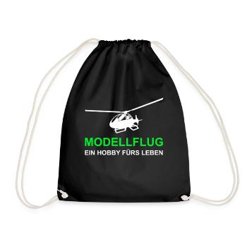 Modellbau Modellflug Hubschrauber - Turnbeutel - Schwarz - Vorne