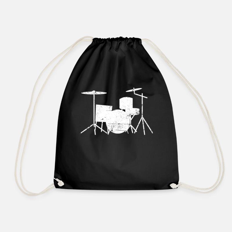 Drummer Drums Drum Drums - Drawstring Bag - black