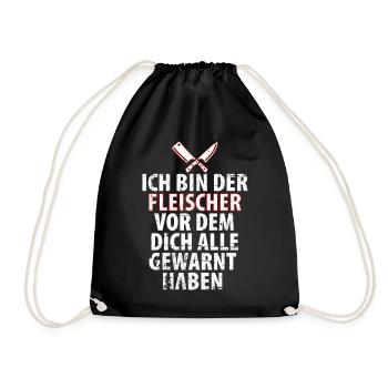 Fleischer Metzger Schlachter - Turnbeutel - Schwarz - Vorne