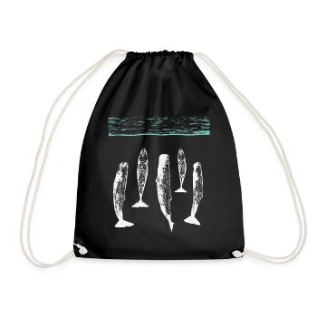 spermwhale plain white - Drawstring Bag - black - Front