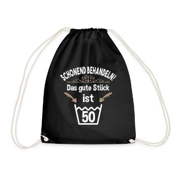 50.Geburtstag 50 Jahre Lustiges Schonend Behandeln - Turnbeutel - Schwarz - Vorne