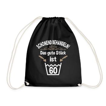 60. Geburtstag 60 Jahre Schonend Behandeln 60 - Turnbeutel - Schwarz - Vorne