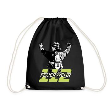 Feuerwehrmann 112 Feuerwehr Lebensretter Geschenk - Turnbeutel - Schwarz - Vorne