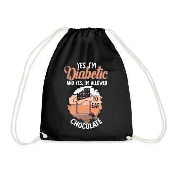 Diabetic eating chocolate - Drawstring Bag - black - Front