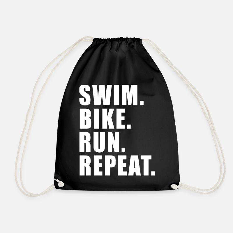 SWIM BIKE RUN REPEAT GESCHENK TRIATHLON TRIATHLET - Turnbeutel - Schwarz