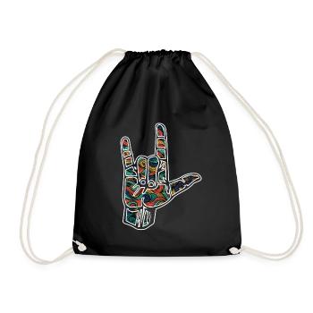 Je t’aime - Le signe de la main - Sac de sport léger - noir - Devant