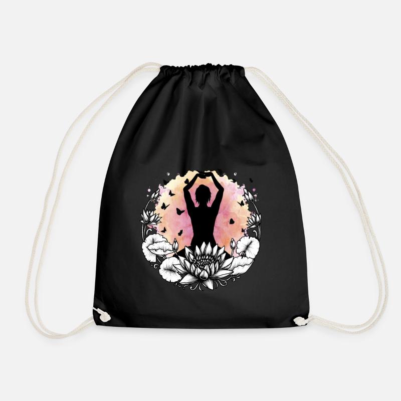 Yoga/ Meditation/ Lotussitz Namaste Geschenkidee - Turnbeutel - Schwarz