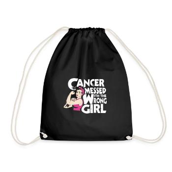 cancer messed with the wrong girl - Drawstring Bag - black - Front