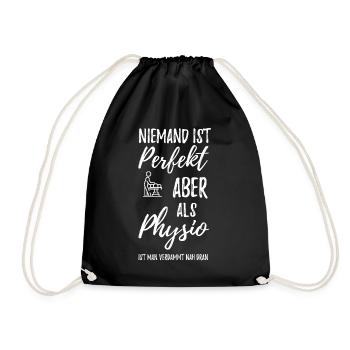 Physiotherapeut Humorvoll Geschenk Spruch Lustig - Turnbeutel - Schwarz - Vorne