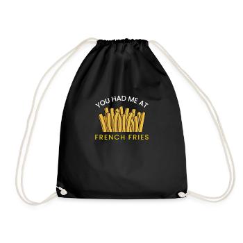 French Fries French Fries Quote Gift - Drawstring Bag - black - Front