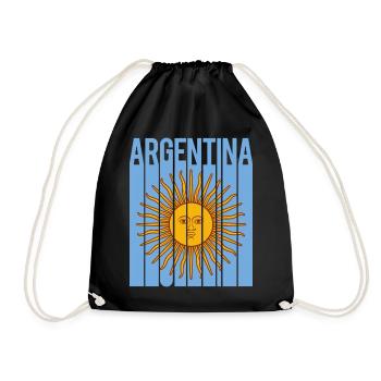 flag of Argentina t-shirt design sol de mayo - Drawstring Bag - black - Front