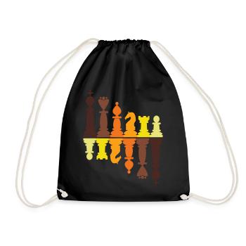 Vintage chess pieces retro king queen pawn rook - Drawstring Bag - black - Front