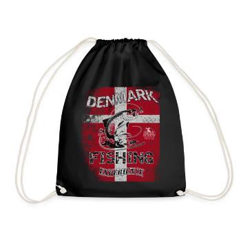 Denmark Fishing Flag Fishing Fish Design - Drawstring Bag - black - Front