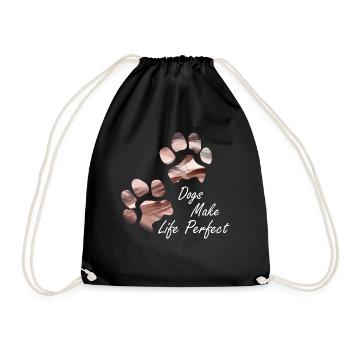 Paw prints dog paws paws dogs - Drawstring Bag - black - Front