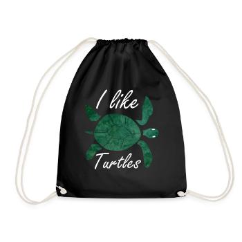 Turtles turtle - Drawstring Bag - black - Front