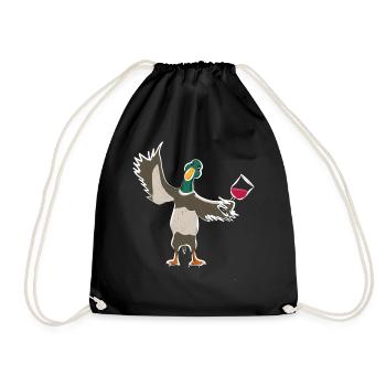 Sweet duck duck with red wine invites you to drink - Drawstring Bag - black - Front