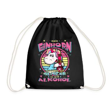 Mein Einhorn verzichtet auf Glitzer - Turnbeutel - Schwarz - Vorne