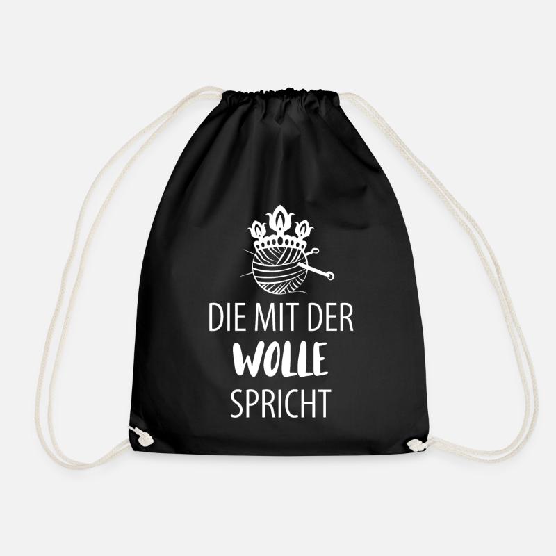 Wolle Stricken Wollknäuel - Turnbeutel - Schwarz
