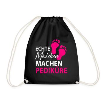Fußpflege Pediküre Podologe Nagelstudio Geschenk - Turnbeutel - Schwarz - Vorne