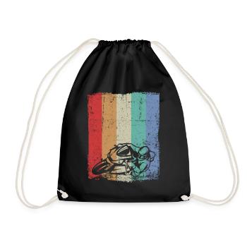Motorcycle Biker Motorcyclist vintage retro - Drawstring Bag - black - Front