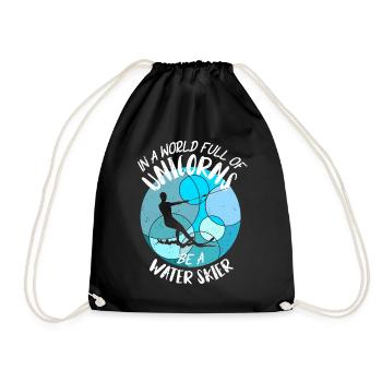 Water skiing Waterskiing Water skiers - Drawstring Bag - black - Front